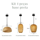 Kit 4 Luminárias Pendente de Bambu Naturale