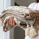 Manta para Sofá Xadrez Boho com Franjas Vintage