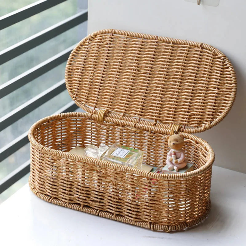 Conjunto Cesto de Armazenamento Rattan Serra