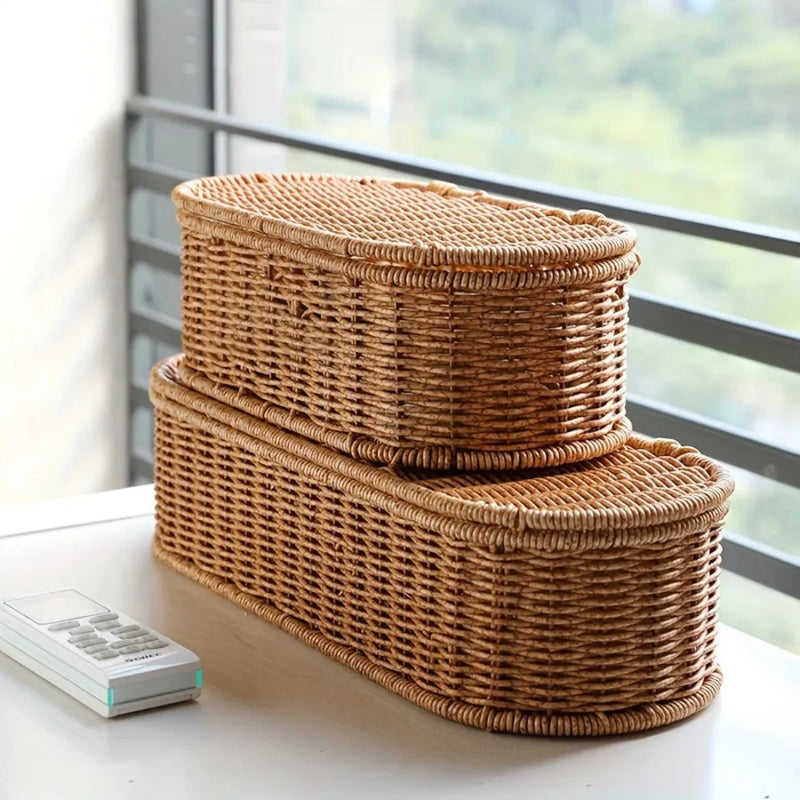 Conjunto Cesto de Armazenamento Rattan Serra