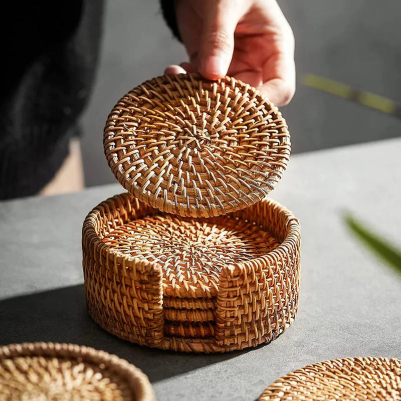 Conjunto porta copos de Rattan Naturale - 6pçs