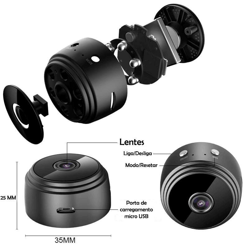 Mini Câmera de Segurança Wifi Full HD Pro