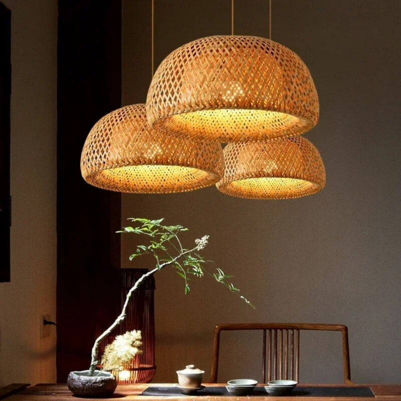 Kit 3 Luminárias Pendente de Bambu Rattan Loom