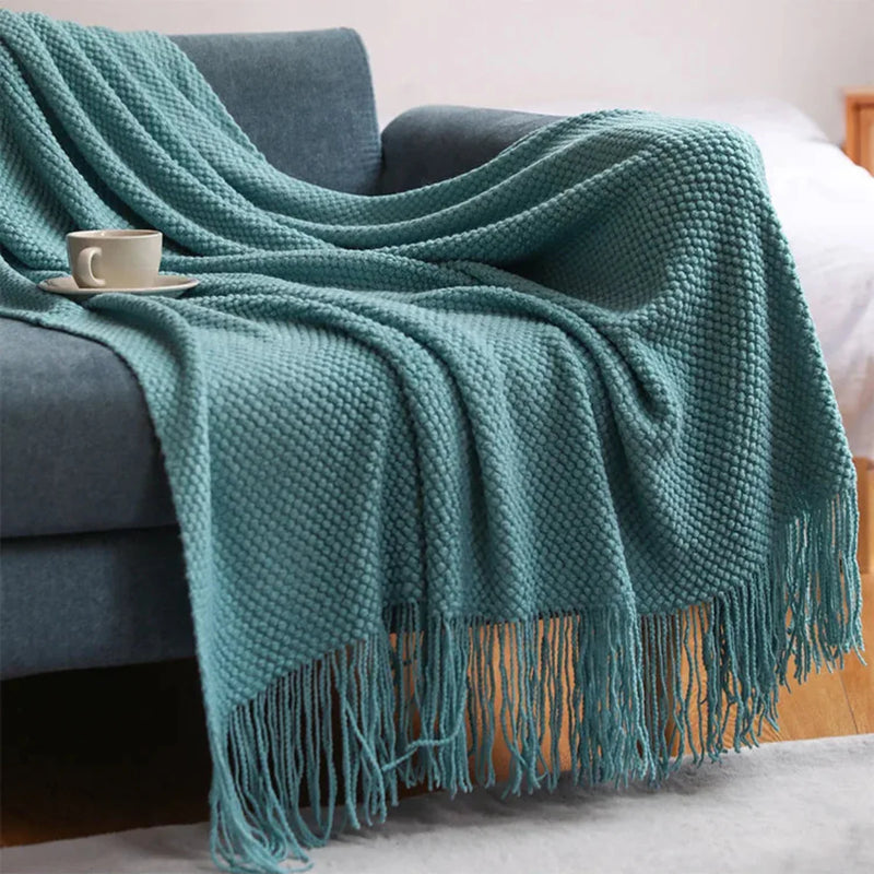 Manta para Sofá De Tricô Boho Chic