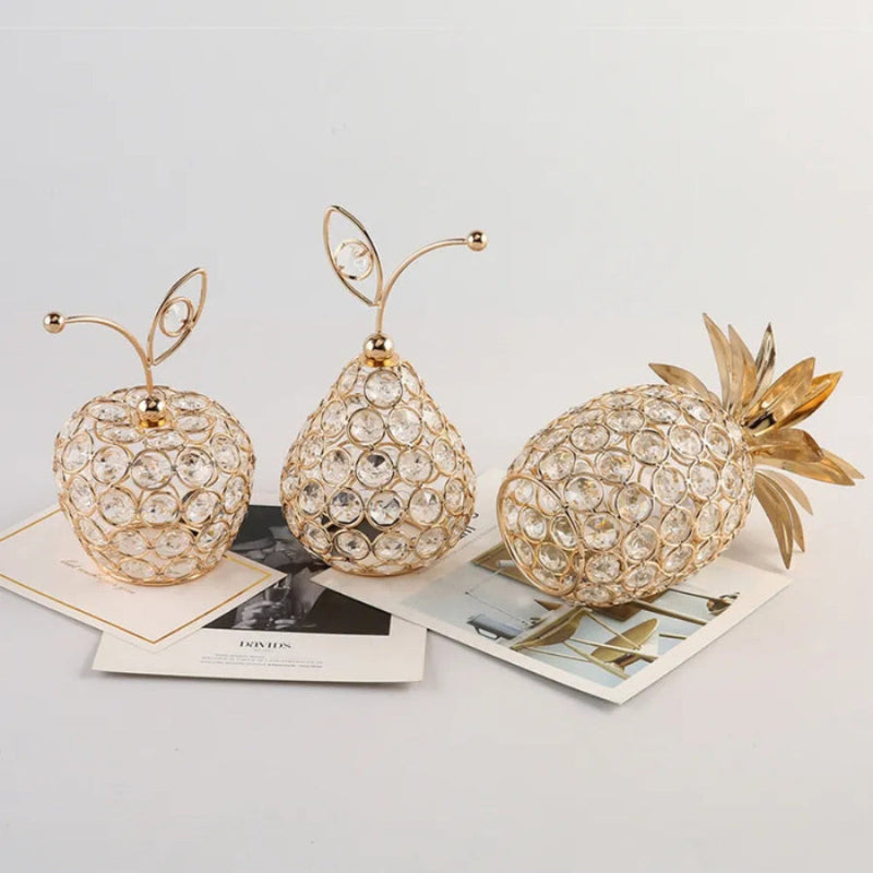 Ornamento Dourado em Cristal Frutas