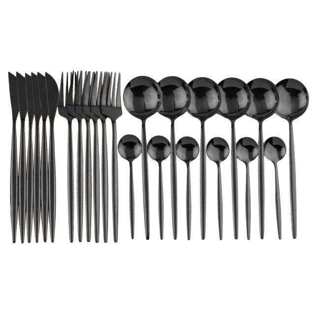 Conjunto de Talheres com 24 Peças em Aço Inoxidável - Deluxe - Le Person