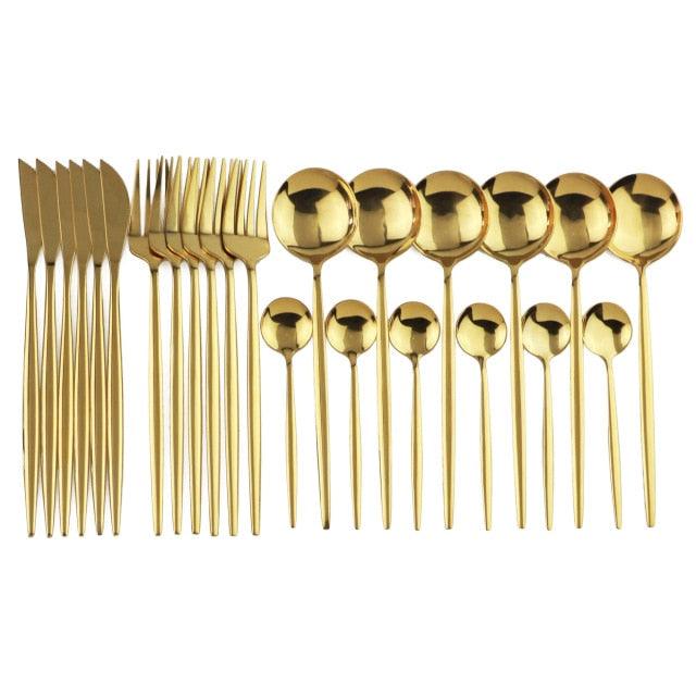 Conjunto de Talheres com 24 Peças em Aço Inoxidável - Deluxe - Le Person