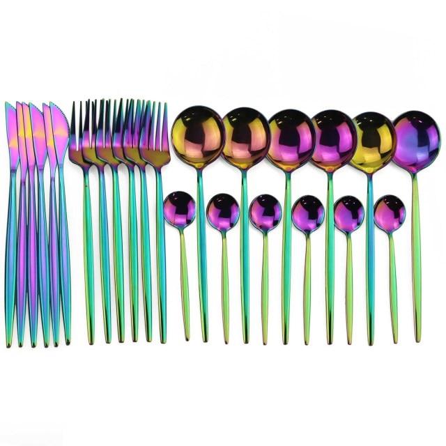 Conjunto de Talheres com 24 Peças em Aço Inoxidável - Deluxe - Le Person