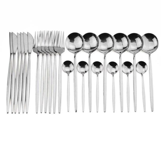 Conjunto de Talheres com 24 Peças em Aço Inoxidável - Deluxe - Le Person