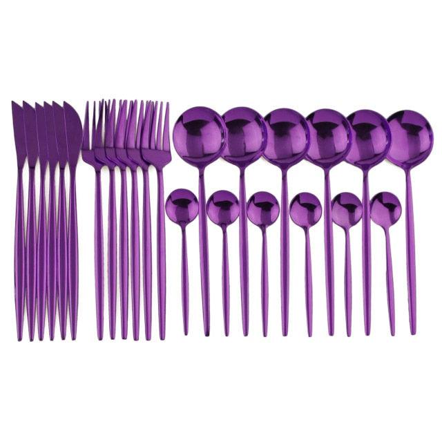 Conjunto de Talheres com 24 Peças em Aço Inoxidável - Deluxe - Le Person