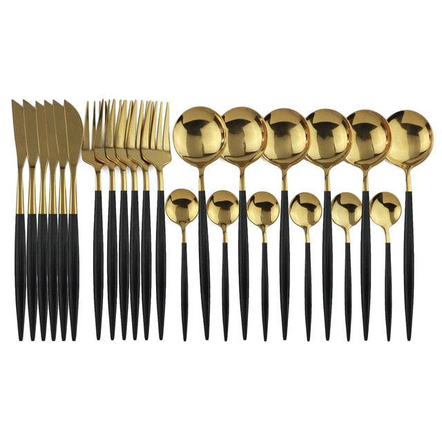 Conjunto de Talheres com 24 Peças em Aço Inoxidável - Deluxe - Le Person