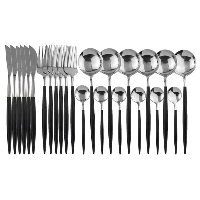 Conjunto de Talheres com 24 Peças em Aço Inoxidável - Deluxe - Le Person