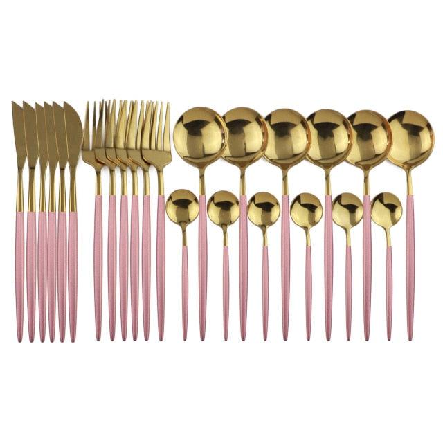 Conjunto de Talheres com 24 Peças em Aço Inoxidável - Deluxe - Le Person