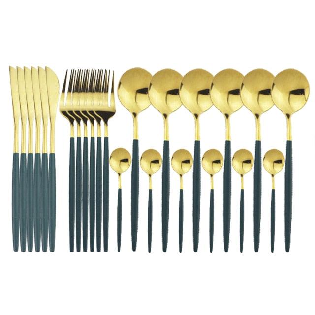 Conjunto de Talheres com 24 Peças em Aço Inoxidável - Deluxe - Le Person