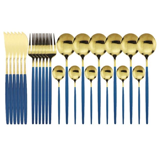 Conjunto de Talheres com 24 Peças em Aço Inoxidável - Deluxe - Le Person