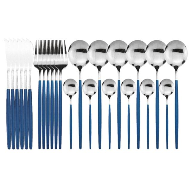 Conjunto de Talheres com 24 Peças em Aço Inoxidável - Deluxe - Le Person