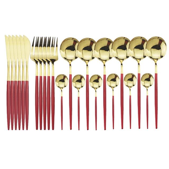 Conjunto de Talheres com 24 Peças em Aço Inoxidável - Deluxe - Le Person