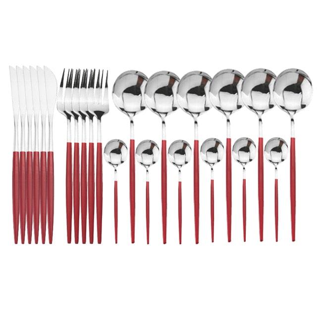 Conjunto de Talheres com 24 Peças em Aço Inoxidável - Deluxe - Le Person