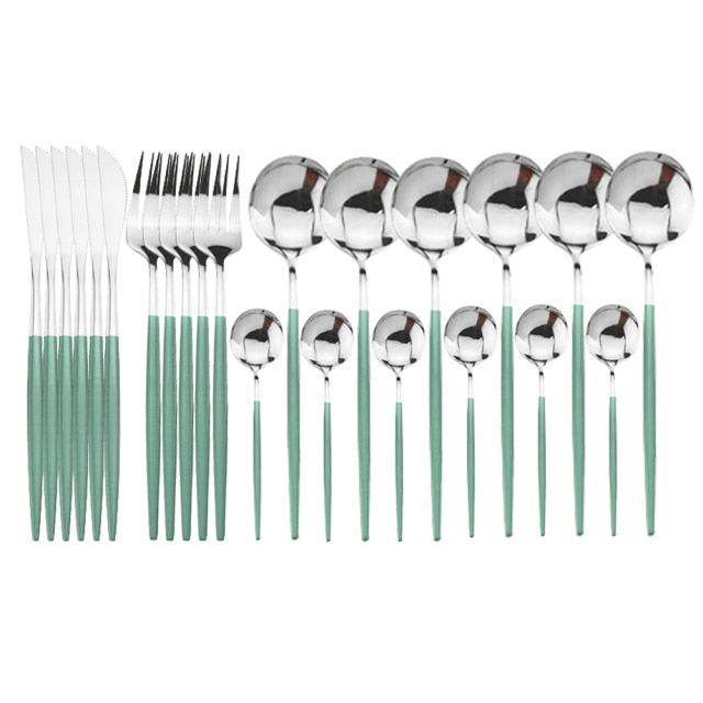 Conjunto de Talheres com 24 Peças em Aço Inoxidável - Deluxe - Le Person